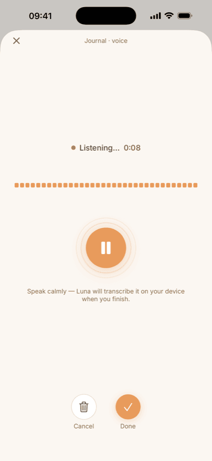 Voice recording in Lanternly on iPhone